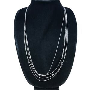 SUNBELL Sterling Liquid Silver Twist Bead Necklace 5 Strand Hook Clasp 23g 28”
